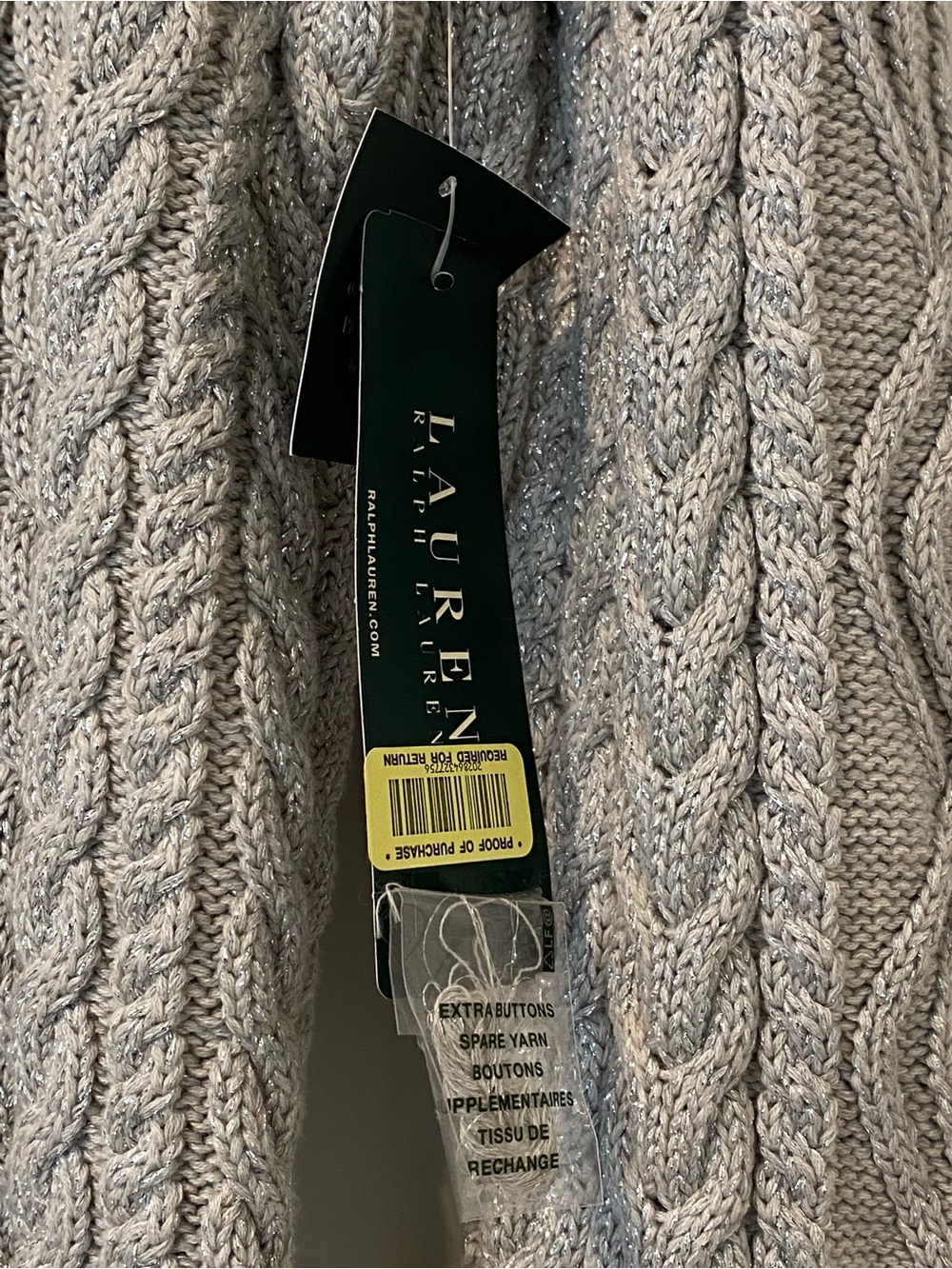 NWT Ralph Lauren Metallic Cable Knit Turtleneck Sweater L - Picture 4 of 9